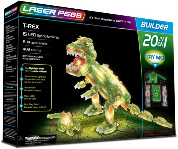 Laser Pegs- Set Costruzioni Luminose 20 in 1-T-Rex